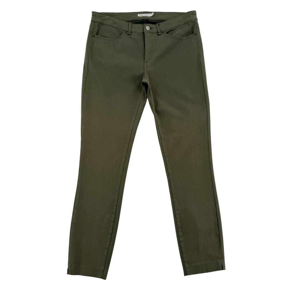 Peter Millar Womens Olive Green Skinny Sateen Pants LF21B46 Size 8 Performance